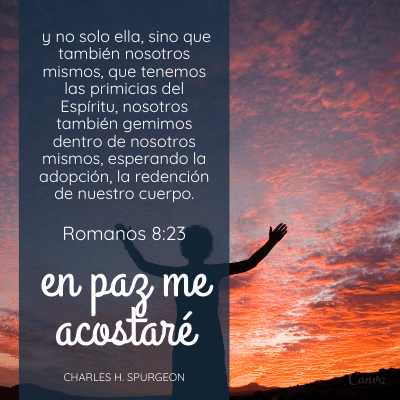  y no solo ella, sino que también nosotros mismos, que tenemos las primicias del Espíritu, nosotros también gemimos dentro de nosotros mismos, esperando la adopción, la redención de nuestro cuerpo.