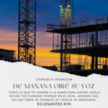  Todo lo que te viniere a la mano para hacer, hazlo según tus fuerzas; porque en el Seol, adonde vas, no hay obra, ni trabajo, ni ciencia, ni sabiduría.